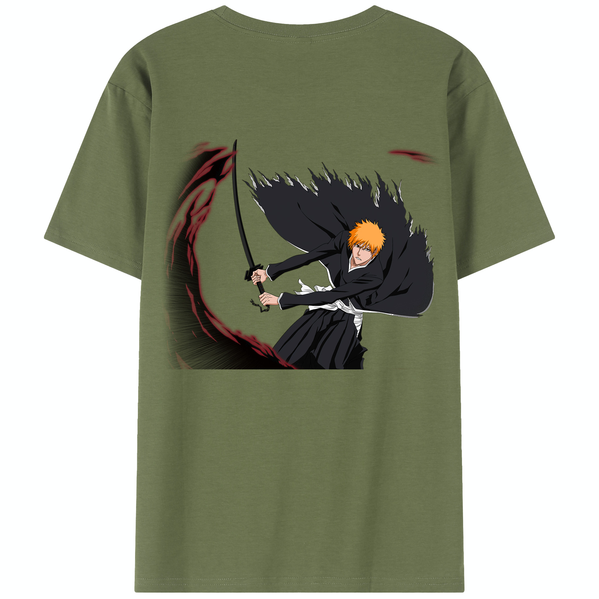 （画像用） ブリーチ 黒崎一護（くろさき いちご）BLEACH Kurosaki Ichigo 綿100％半袖Tシャツ（背面プリント）